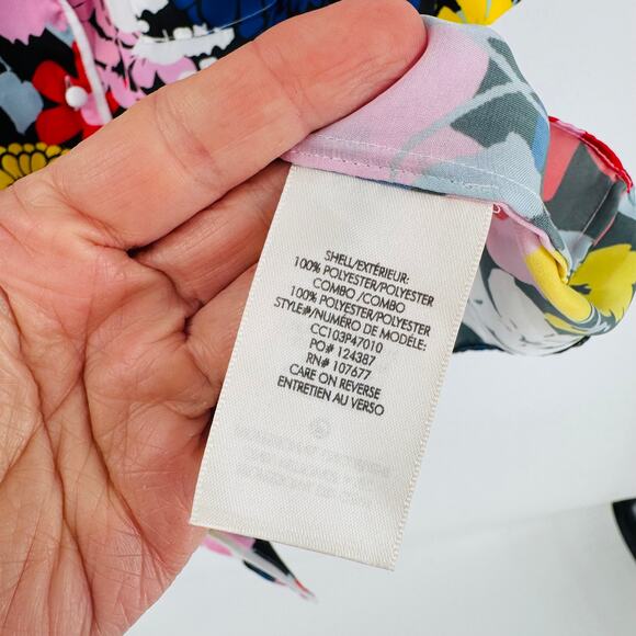 Alice + Olivia Size L Floral Pajama Style Button Down Shirt Multicolor Top - Picture 6 of 7